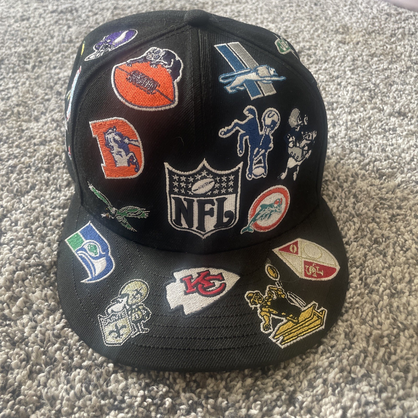 NFL Embroidered Multi-Team Men’s Casual Adjustable Black Flat Brim Cap Hat