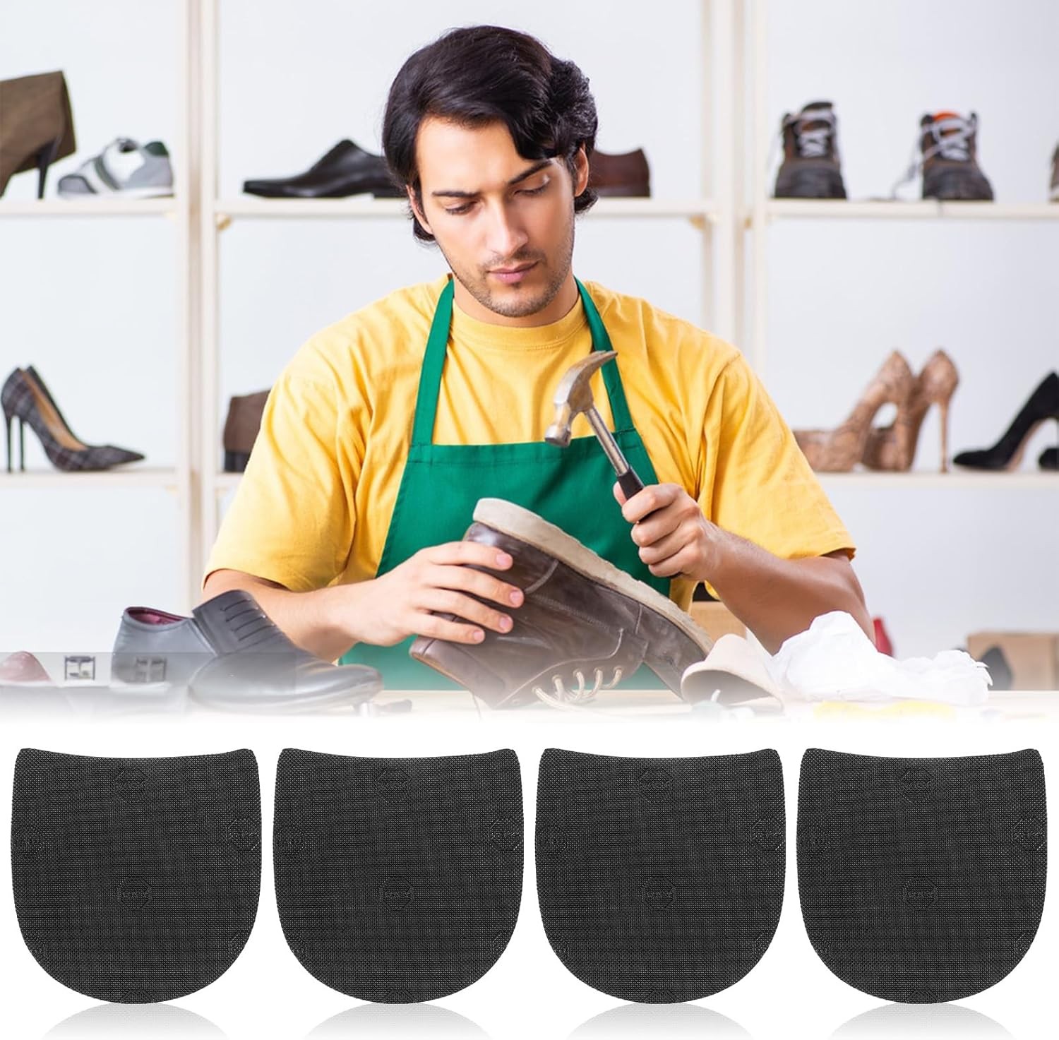 2 Pairs Shoe Repair Rubber Heels, Anti-Slip shoe heel repair kit Cuttable Boot H