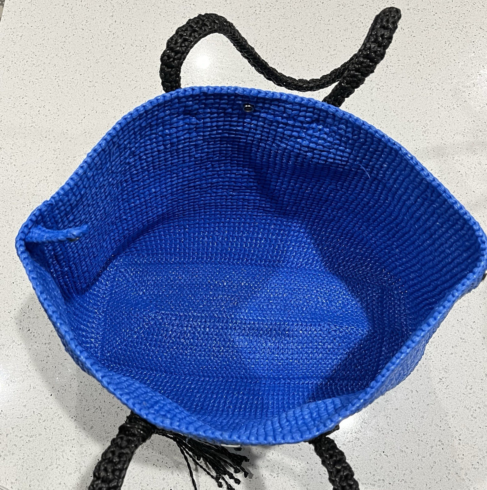 Large 100% Recycled Plastic Handcrafted Tote Bag W/ Tassel