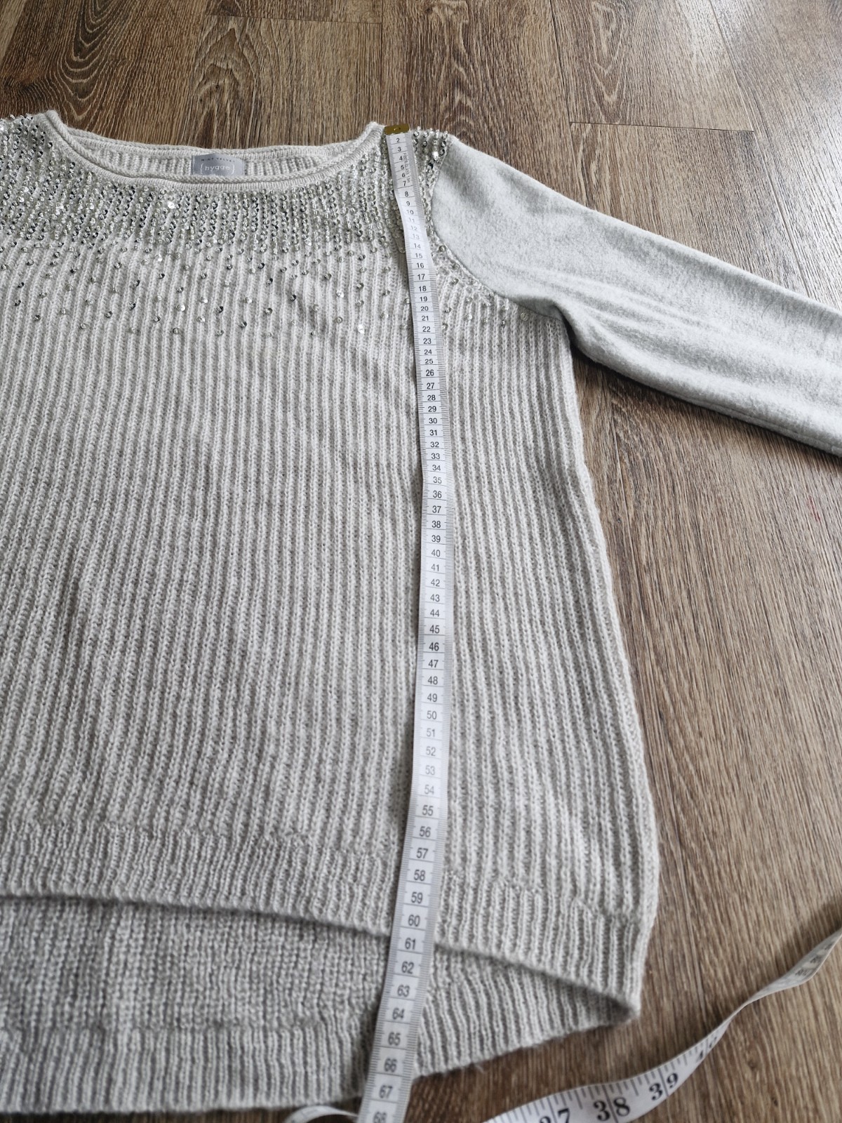 Mint Velvet Hygge Grey Sequin Fleece Knit Sweater Jumper Mohair Size 12