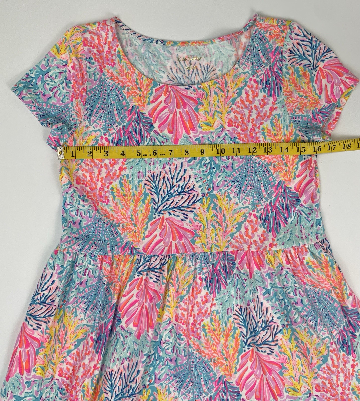 Lilly Pulitzer Geanna Swing Tiered Dress Women’s Splendor in Sand Blue Pink SM