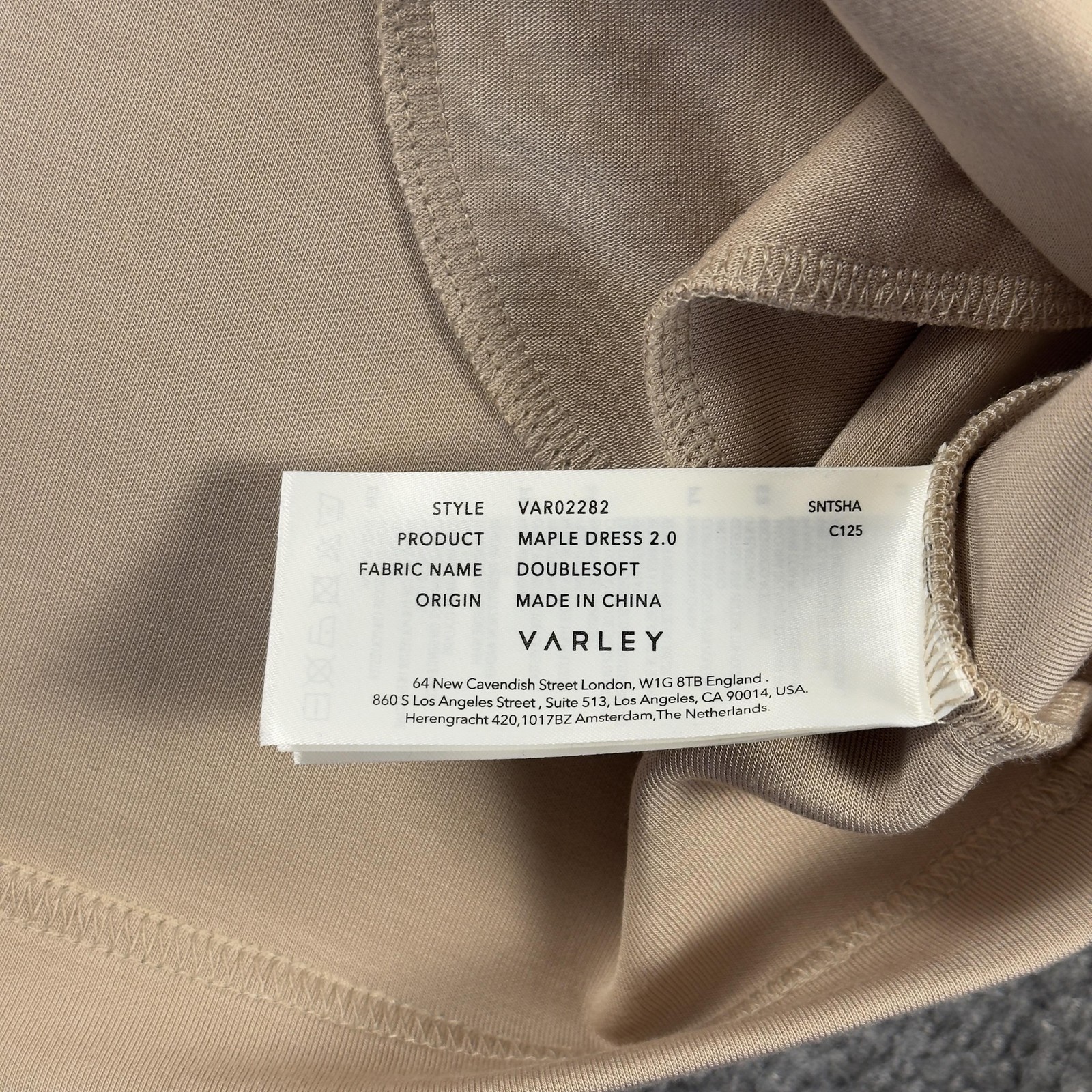 Varley Dress Womens Small Beige Maple 2.0 DoubleSoft T-Shirt Short VAR02282