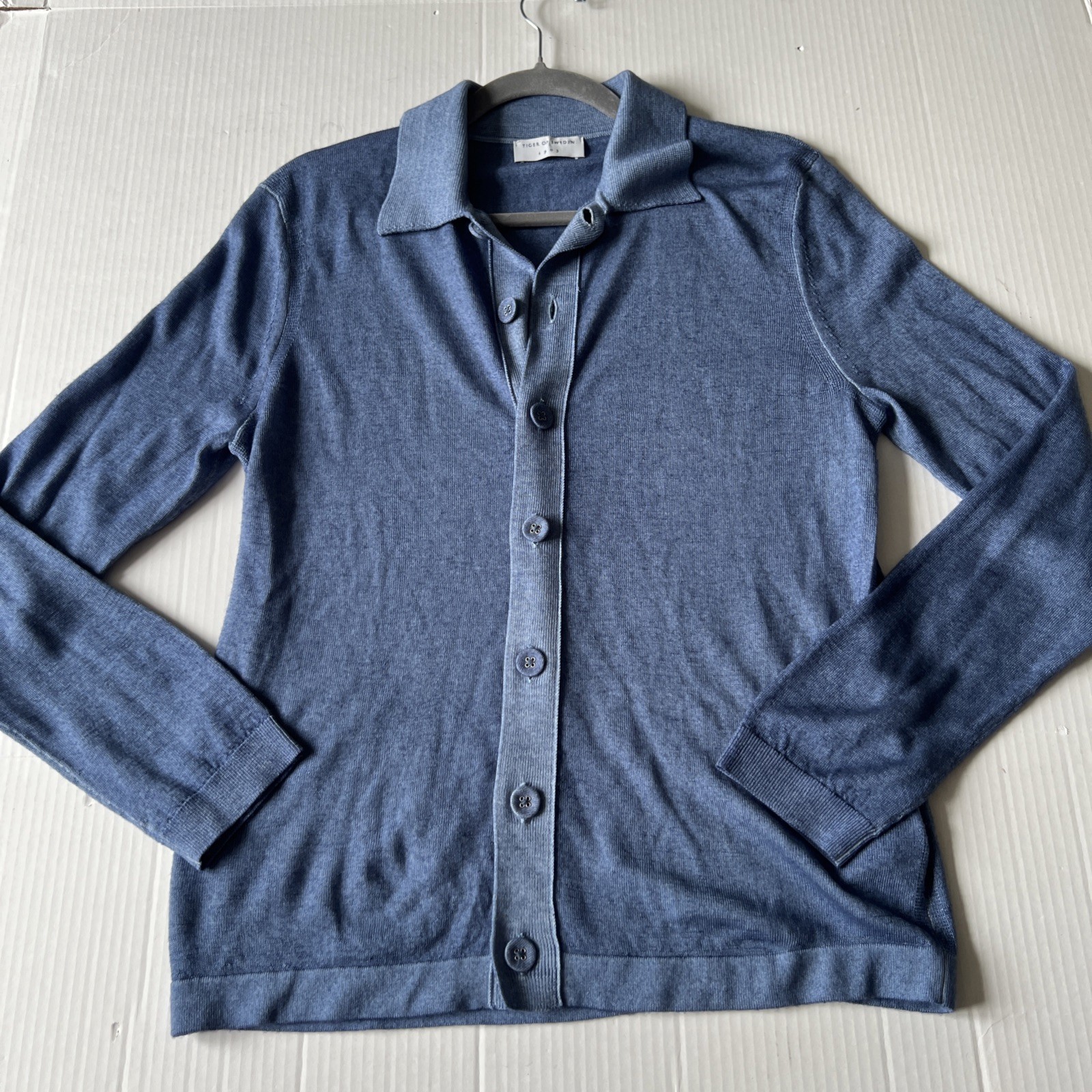 Tiger of Sweden 1903 Sz S Men 100% Wool Blue Cardigan Buttons Sweater VERY GOOD