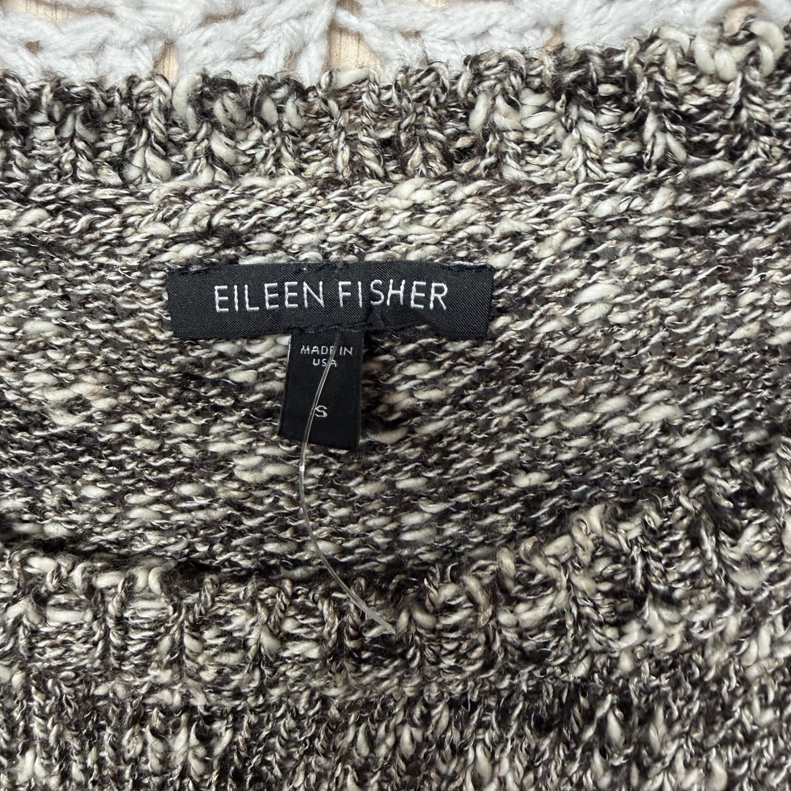 Eileen Fisher Sweater Women Sz S Brown Crew Neck Marled Speckled Linen Blend
