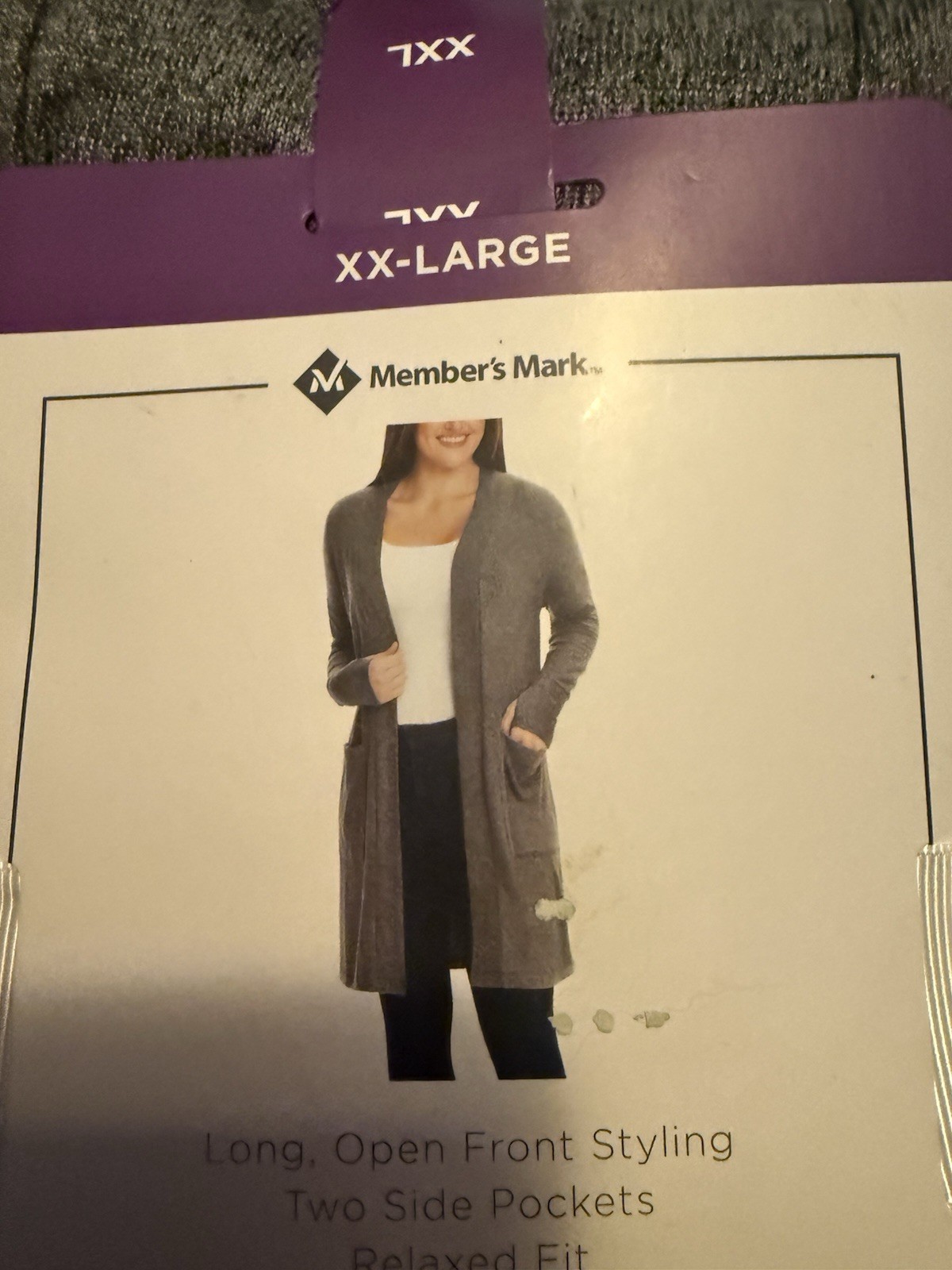 Member’s Mark Women’s Cardigan Light Grey Heather, Size XXL Brand New