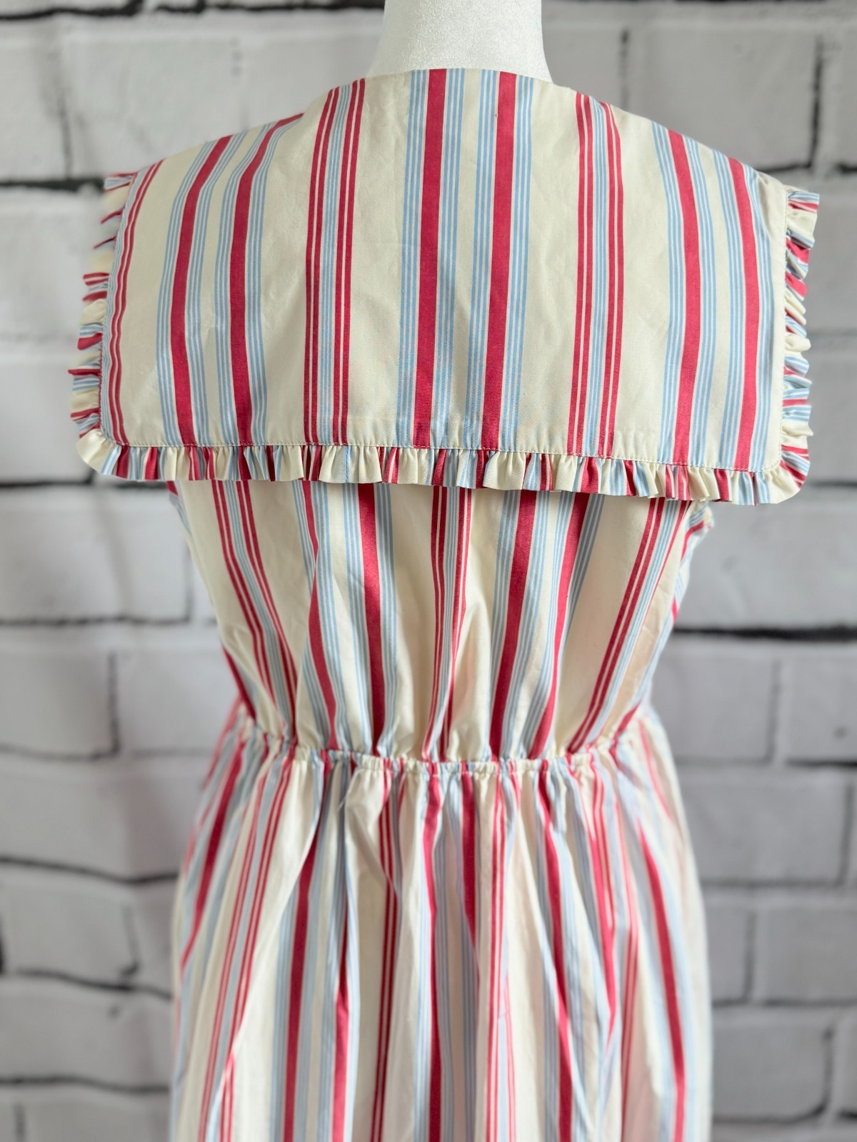 NWT Caroline Constas Striped Cotton Maxi Dress Peter Pan Collar Size S