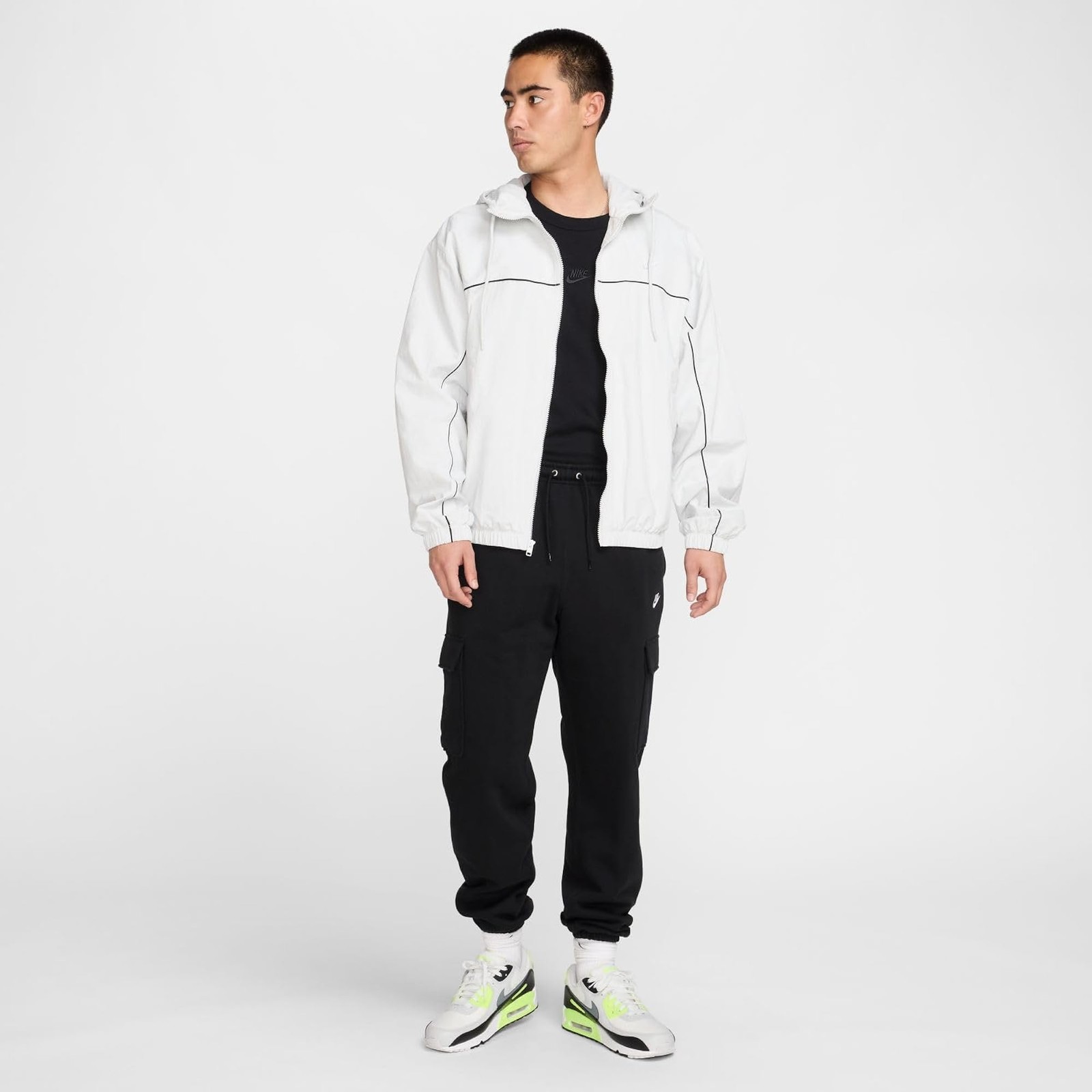 Nike Men’s Club Fleece Cargo Pants, Black/Black/White – Black/Black/White – Larg