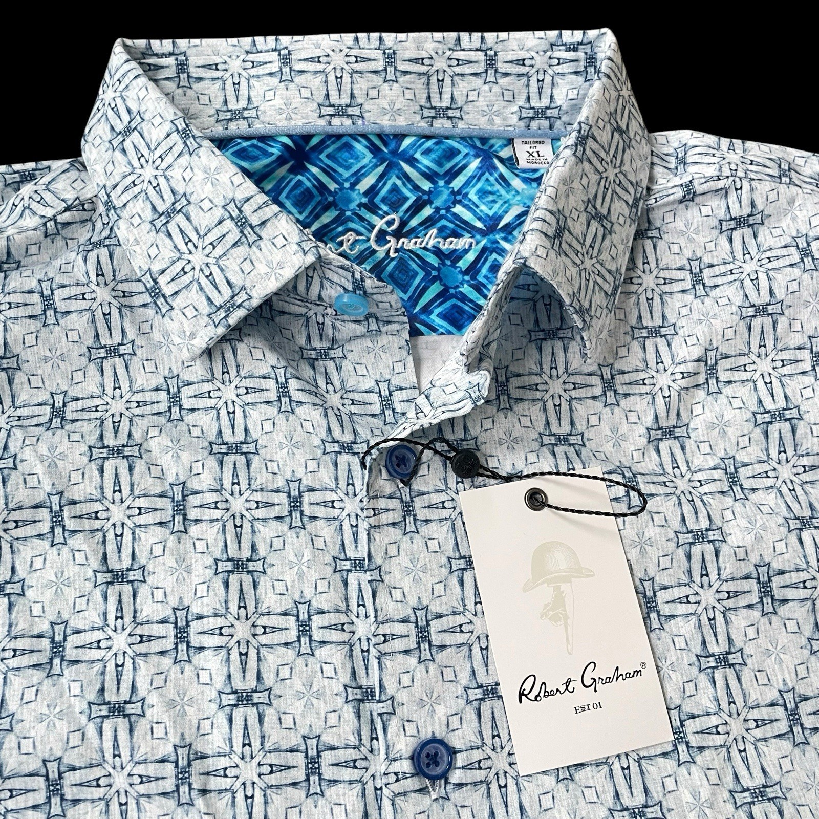 Robert Graham Madagascar Print Tailored Fit Stretch Size XL $188