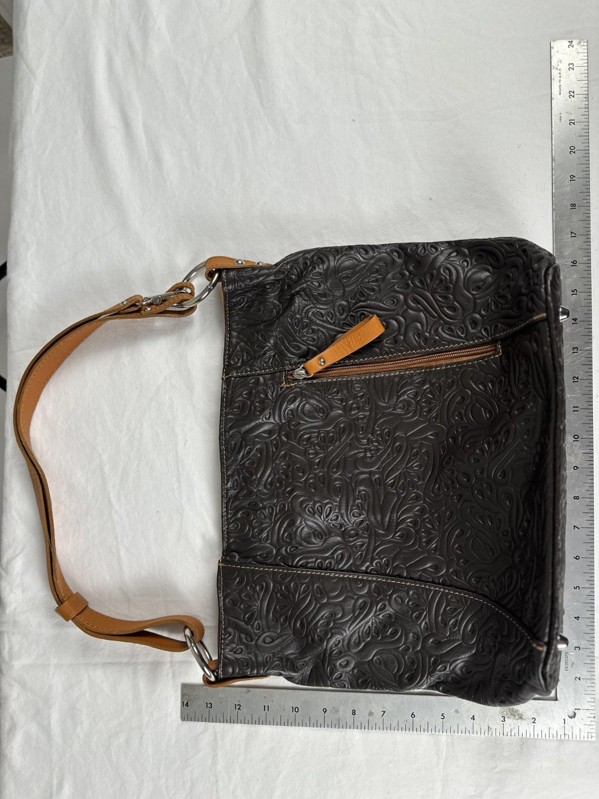 Made in Italy Brown Leather Shoulder Bag Distressed Leather Large Tote Purse
