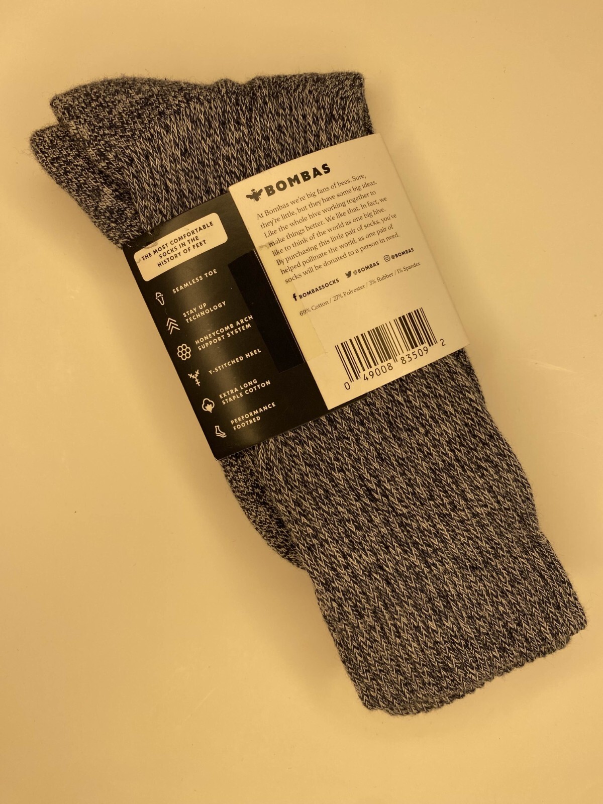 [6 Pack] Bombas Dark Gray Marl Crew Socks