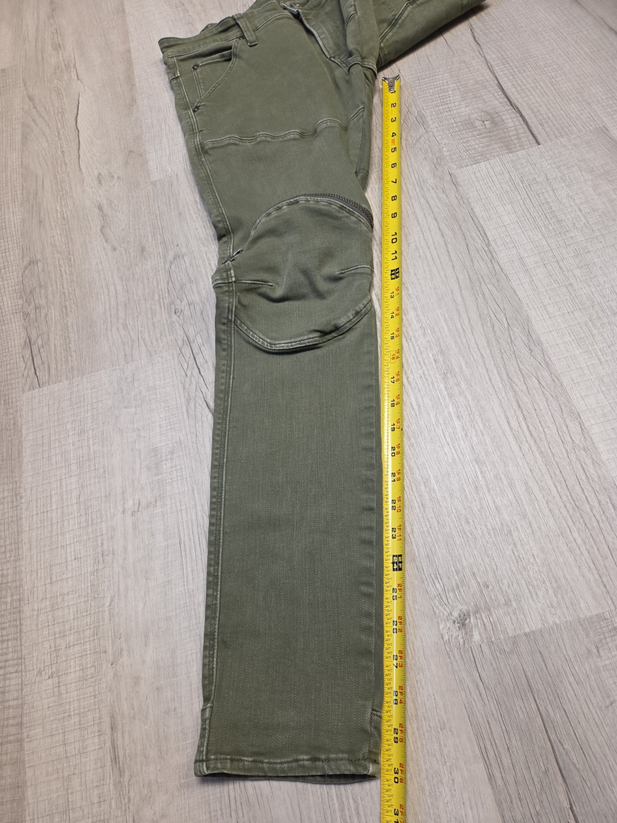 G-Staw Raw Skinny Jeans Size 30×30 Men’s Green Sage 5620 3D Zip Knee