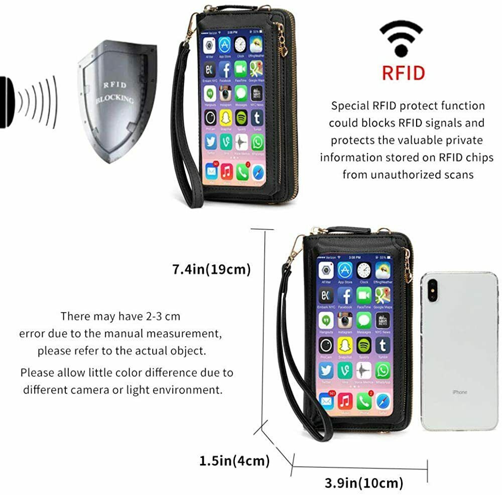 Touch Screen Bag Crossbody Cell Phone Purse Women Shoulder RFID Blocking Wallet