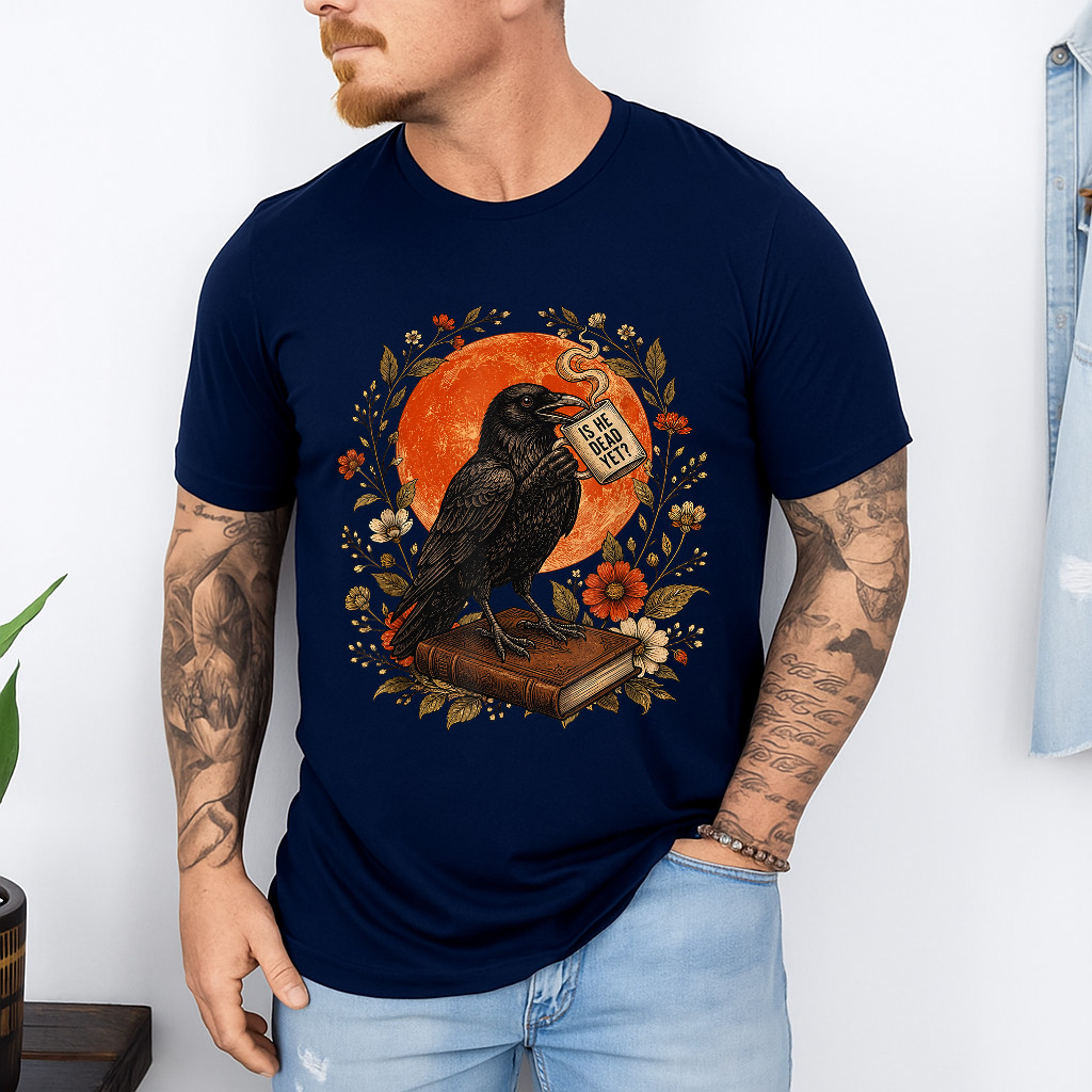 is He Vintage Dead Yet Dark Crow Raven Bird Humor Gothic T-Shirt