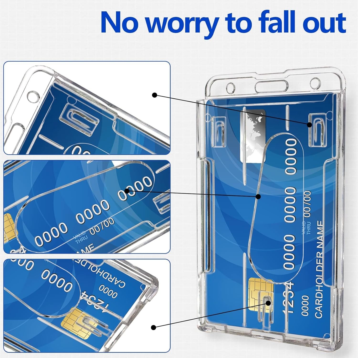 2 Pack Hard Plastic Badge Holders Heavy Duty Clear ID Credit Card Protector…