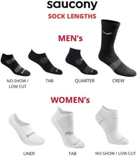 Saucony Men’s RunDry Bolt Performance No-Show Socks in 6 Pair(Select Size/Color)