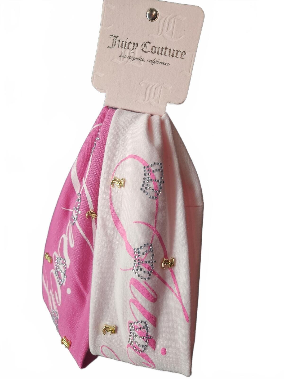 Juicy Couture Rhinestone Crown Headbands Pink Hot Pink 2Pc Set Y2K McBling NWT