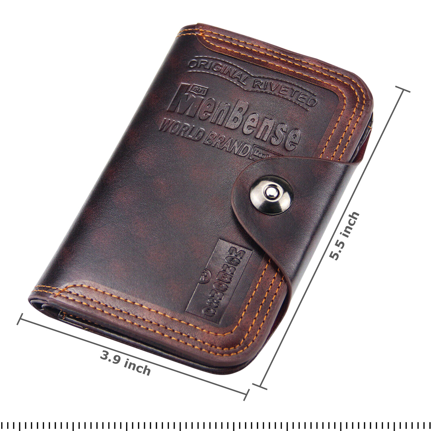 Mens Men’s S4 Retro Leather Vertical Section Credit Card Holder Wallet with Hasp