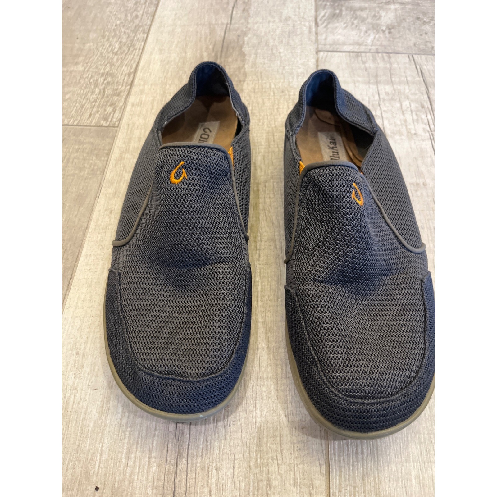 OluKai Nohea Mesh Mens Slip On Shoes Charcoal Grey Orange 10188-4040 Size 9