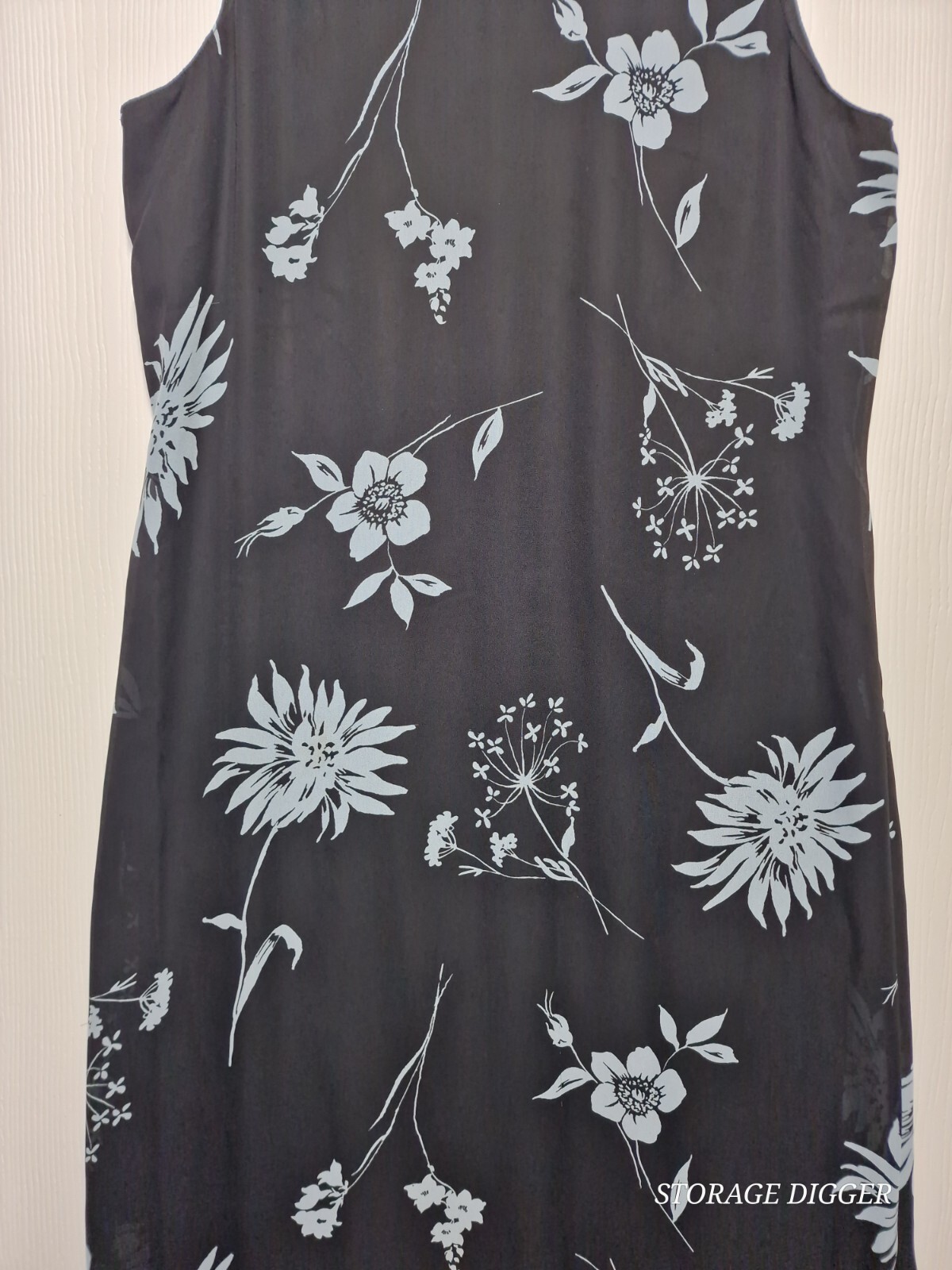 Studio Ease Tank Dress Women’s 12 Black Floral Scoop Neck Sleeveless Pullover