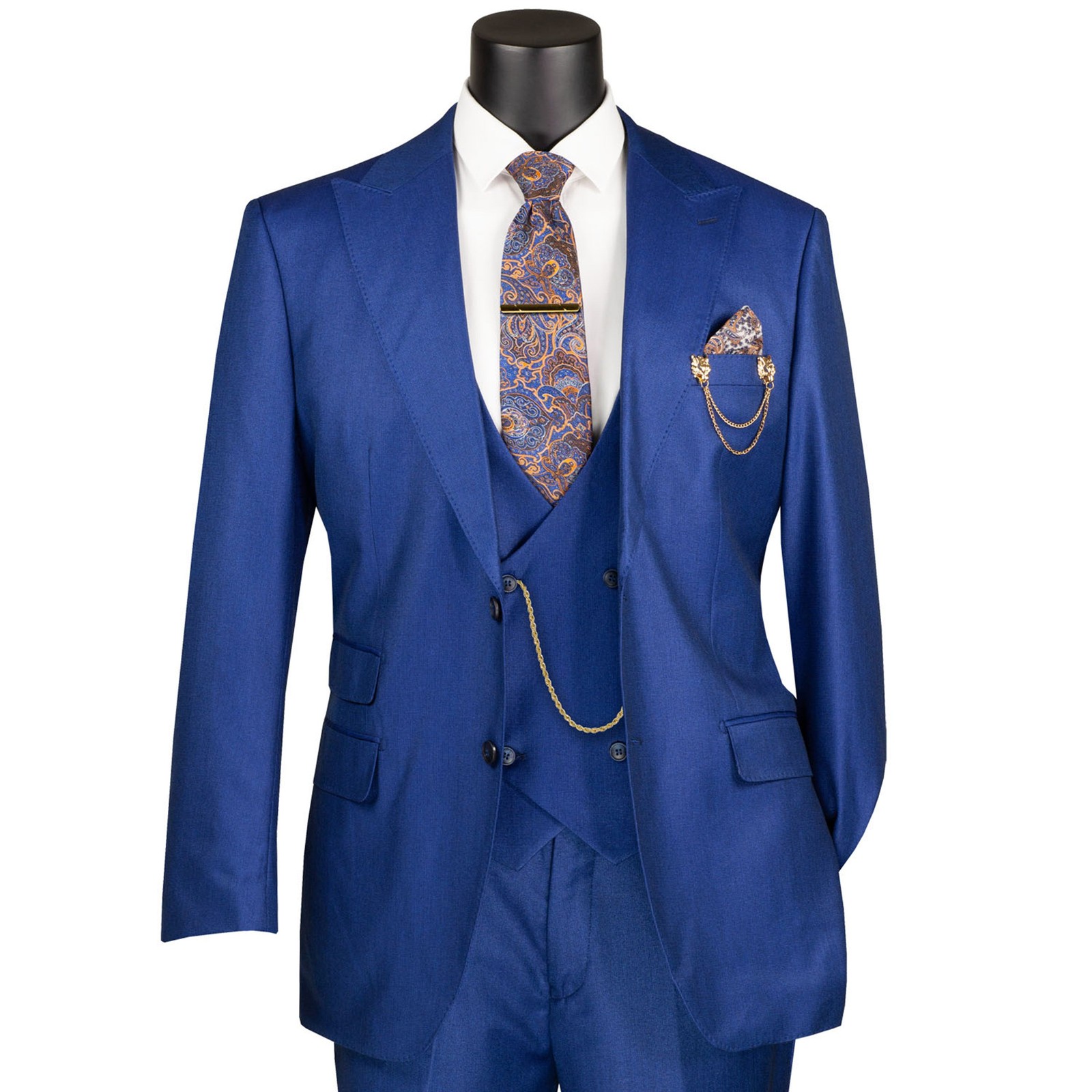 BIG & TALL Men’s Estate Blue Sharkskin 3pc Classic Fit Suit w/ Adj Waist NWT
