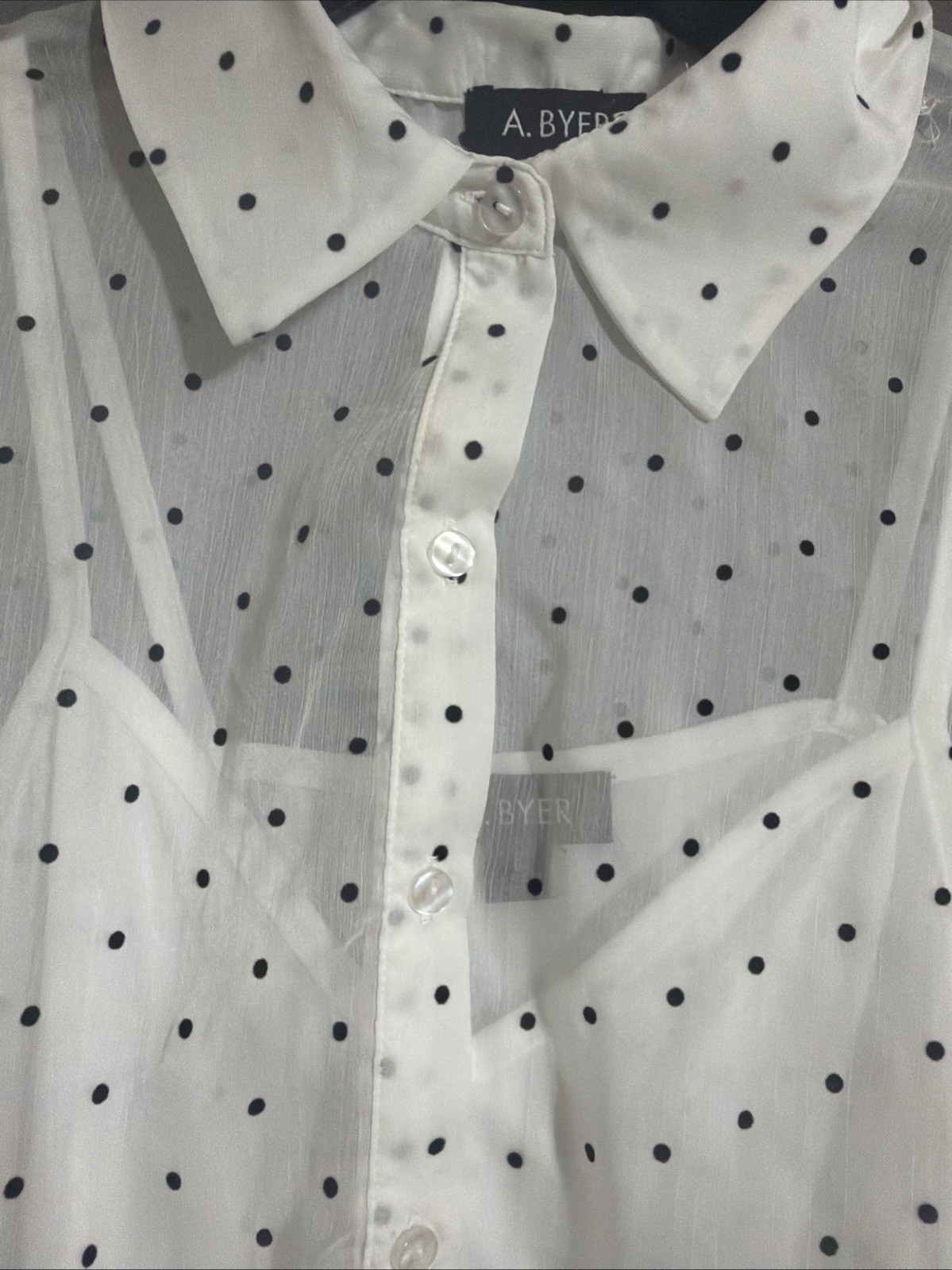 A.Byer Wm’s L Share Polkadot Ruffle Sleeve Set Cottage Core Coquette Office-work