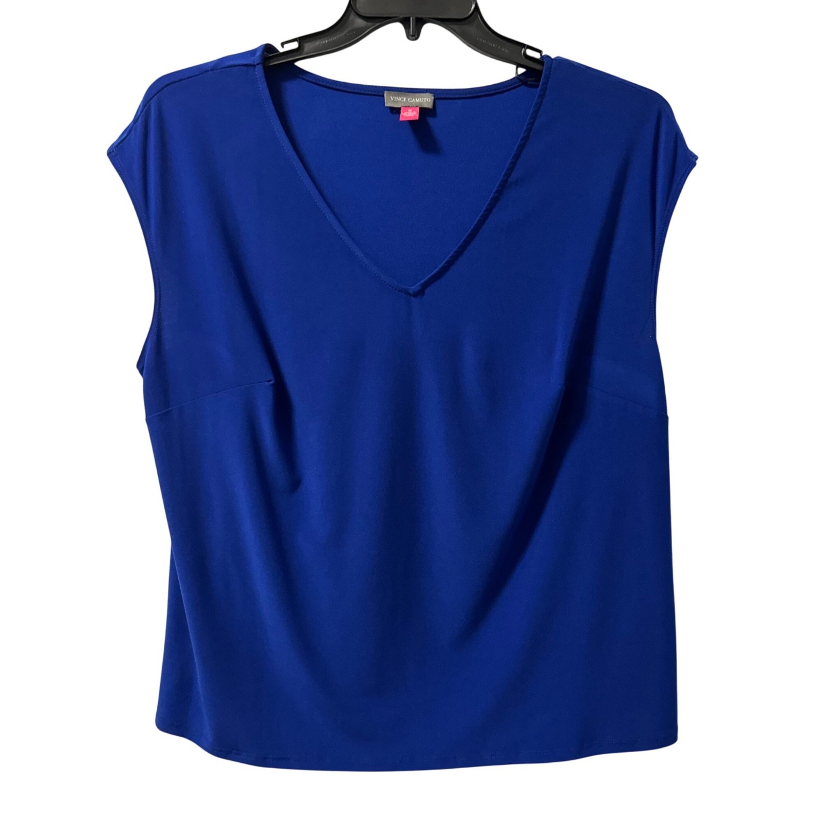Vince Camuto V-Neck Blue Sleeveless Top Size 1X Polyester/Spandex Blend. NWT