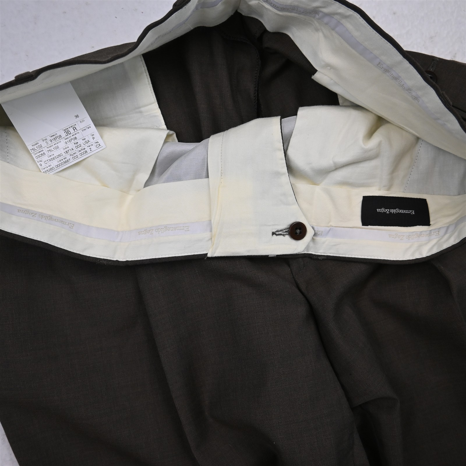 Ermegildo Zegna 36×30 Brown 100% Wool 75L102 Pleated Cuffed Dress Mens Pants