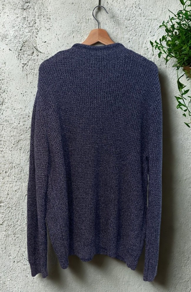 L.L. Bean Organic Cotton Fisherman Sweater 2XL Blue Roll Neck Waffle Knit NWT