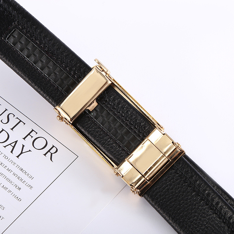 Genuine Leather Mens Ratchet Belt Belts For Men Adjustable Automatic Buckle