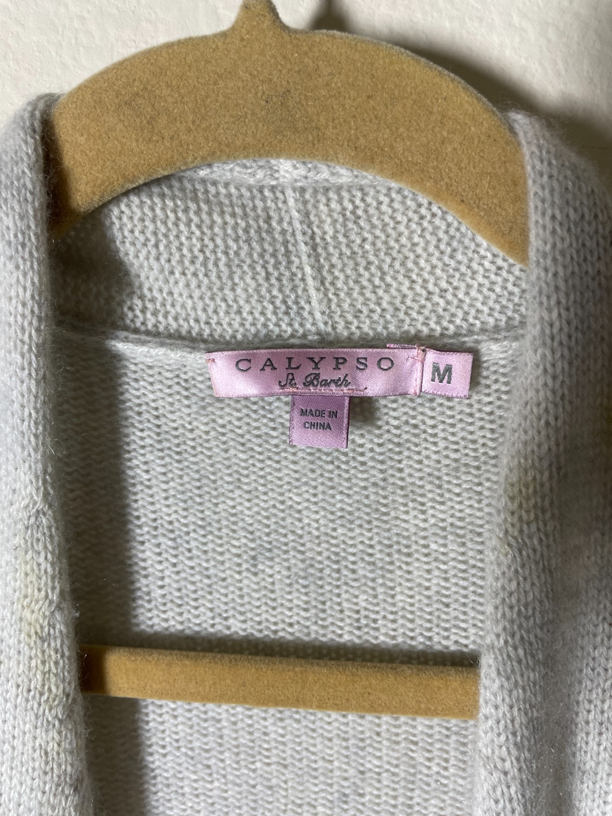 Calypso St Barth Women’s 100% Cashmere Oatmeal Kimono/Shaw Open Sweater M