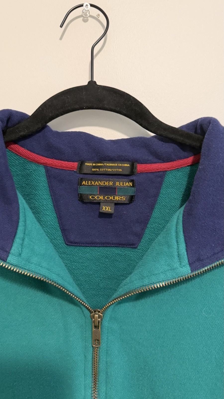 Alexander Julian Colours | Mens Sz XXL |1/4 Zip Long Sleeve Green Sweater