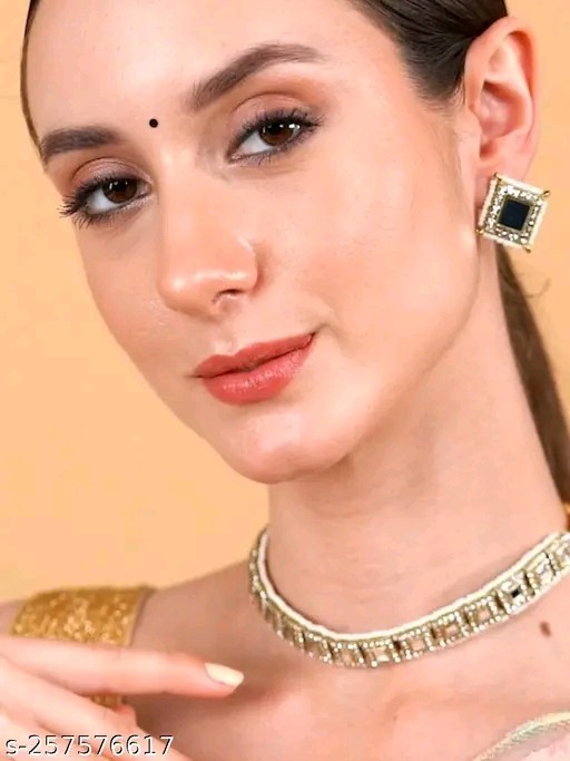 Indian Bollywood Gold Plated Kundan Choker Bridal Necklace Earrings Jewelry Set