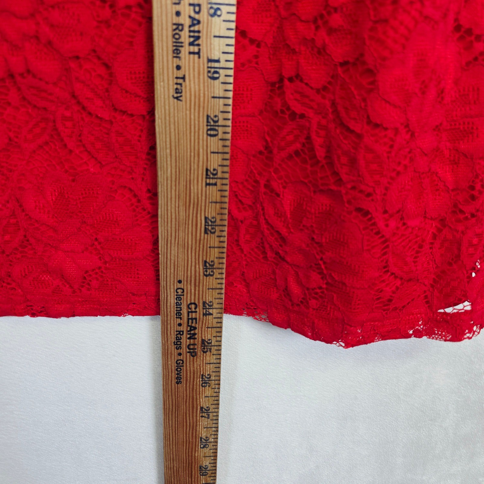 Laundry Shelli Segal Lace Blouse Womens L Red Romantic Overlay Cami Coquette