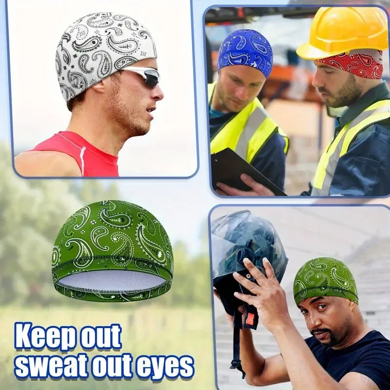 Cooling Bald Dome Skull Cap Helmet Liner Sport Beanie Hat Moisture Sweat Wicking