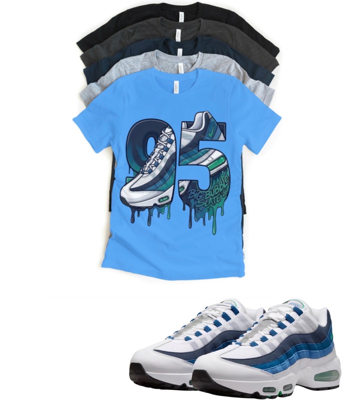 AM BB Max 95 Air Drip Slate Sneaker Matching T-Shirt Sneakerhead Streetwear