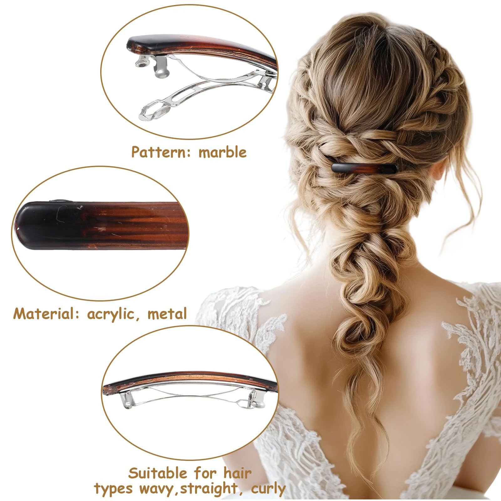 8Pcs French Barrette Hair Clips Small Tortoise Shell Hair Clip Acetate French…
