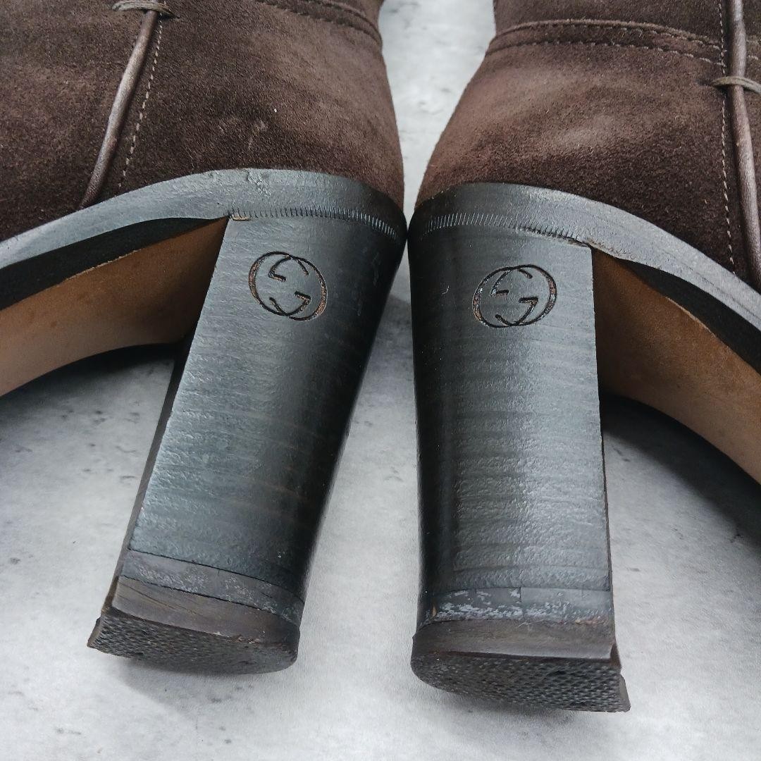 Gucci Sherry Line Suede Long Boots Brown Size 35C (22.5cm) Heel 9.7cm 061153d