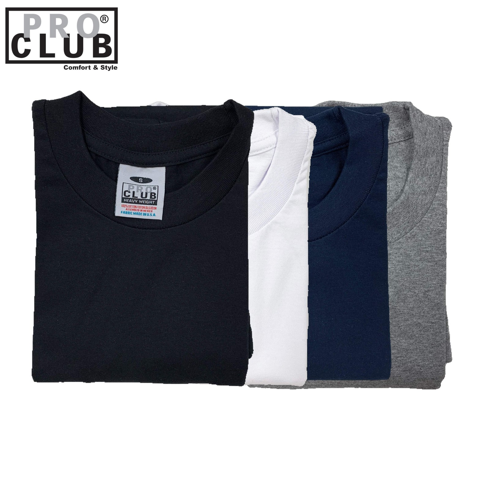 Pro Club Men’s Heavyweight Cotton Short Sleeve Crew Neck T-Shirt
