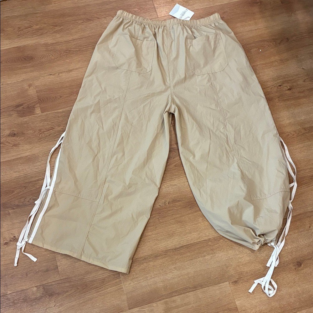 Source Unknown Tan Wide-Leg Track Pants
