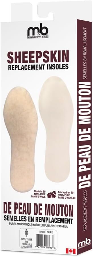 Moneysworth & Best Sheepskin Replacement Pure Lambs Wool Insole 1 pair Pick Your