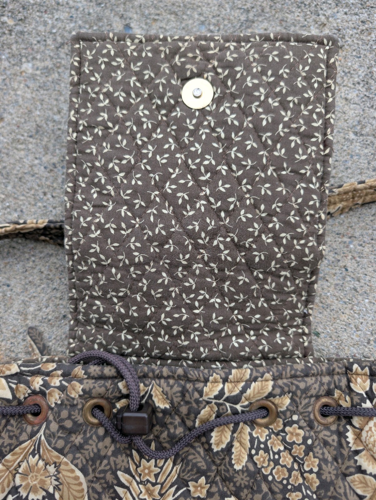 Vera Bradley Retired Rare Java Brown Mimi Style Backpack Lined Pencil Case