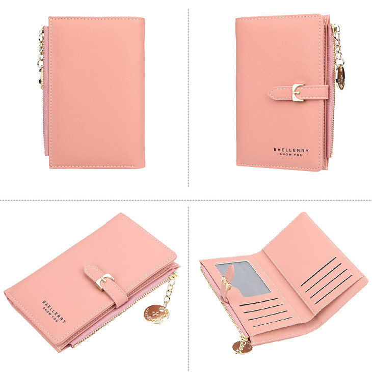 Womens Slim Bifold Wallet with Hasp Safe Card Holder Bag Zipper Coin Pocket Gift