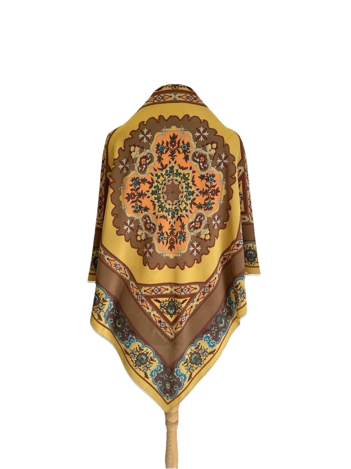 H75# Brigata Cremona 100% Silk Scarf Vintage Italian Geometric Ornamental Print