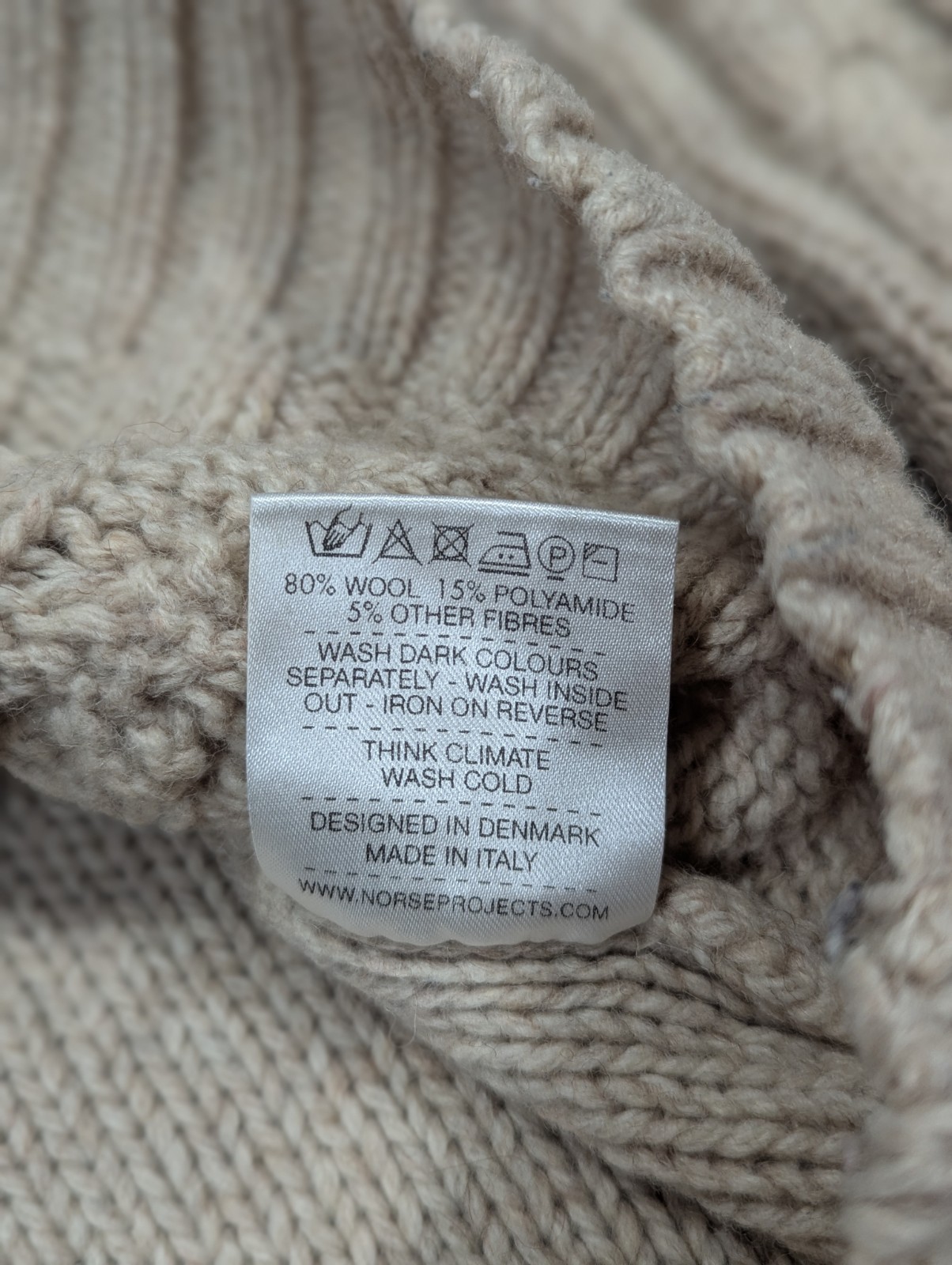 Norse Projects Jumper Womens S Wool Olaf Cable Knit Fisherman Preppy Sweater Top