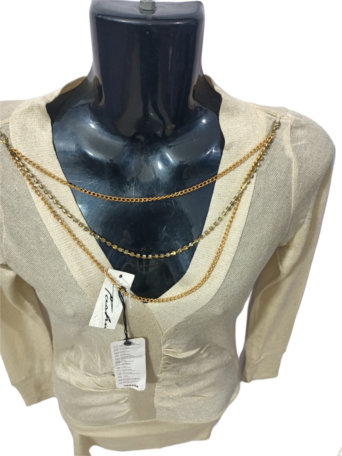 Beige Gold | M/L | Stretch Knit | Length Adjustable Length Ruched Dress