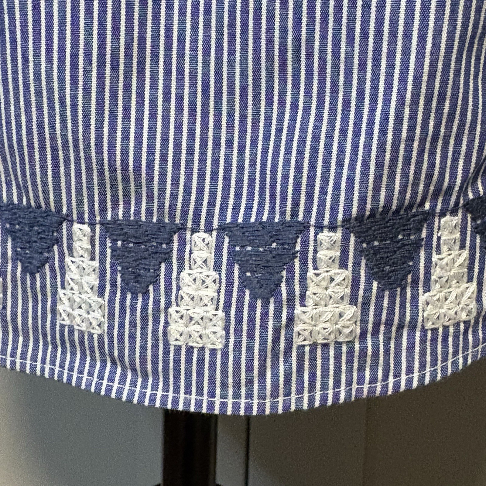 Cute Stella Dot Beach Kali Dress In Blue Stripe Embroidered Off Shoulder Summer