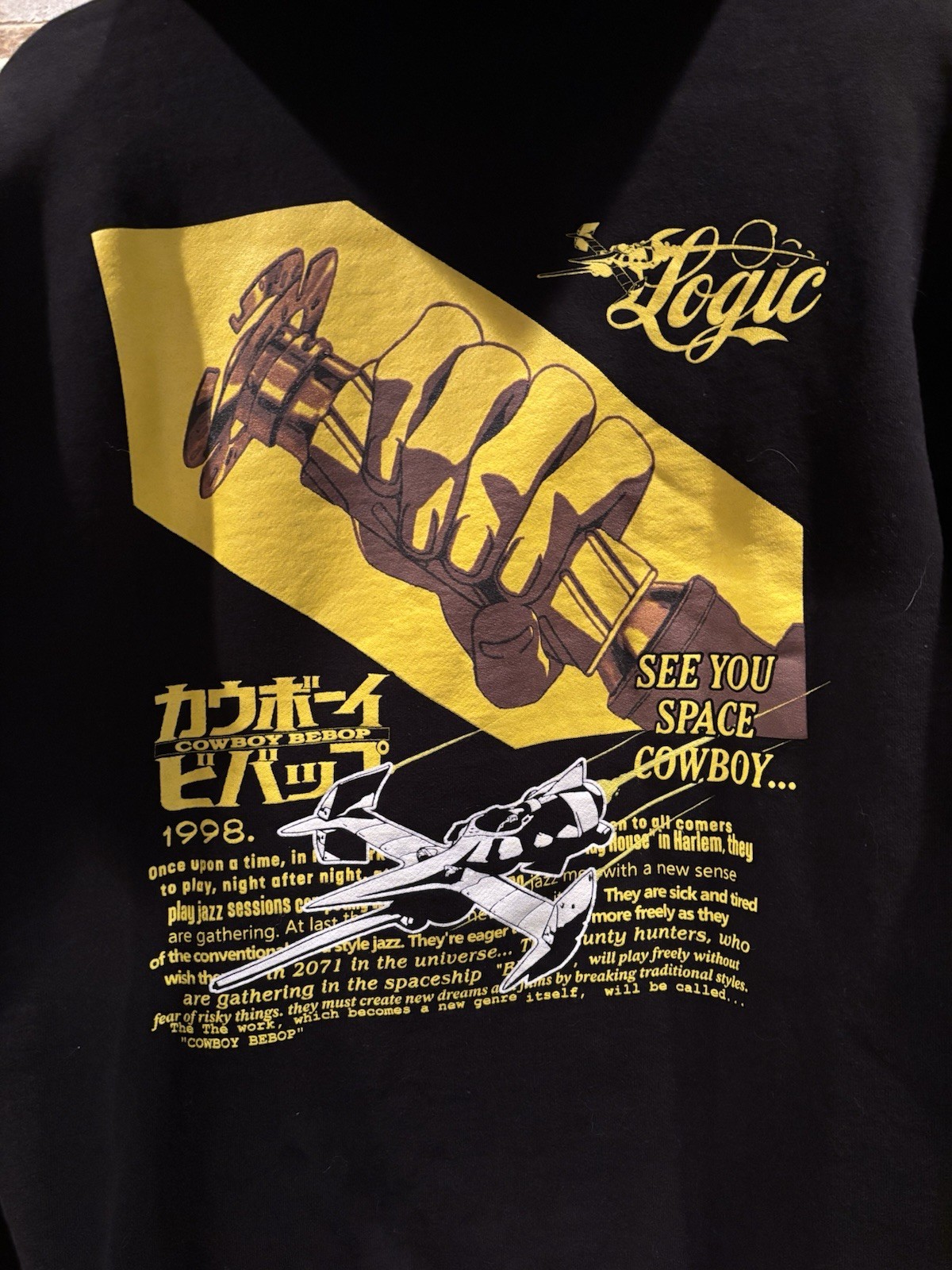 Cowboy Bebop 1998 Crunchyroll Hoodie Anime Logic Black Pullover EUC Size M