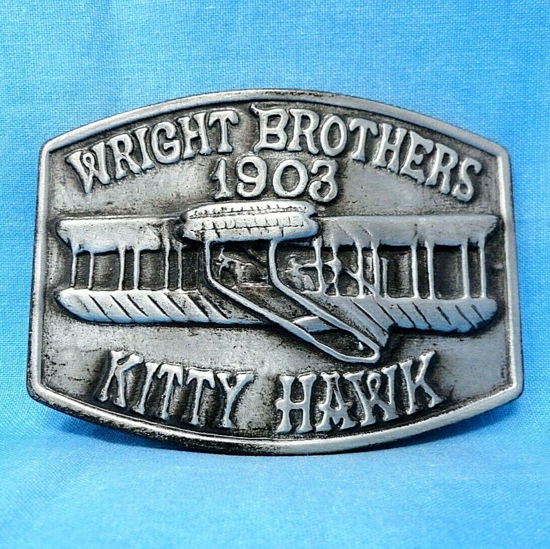 Wright Brothers Kitty Hawk 1903 Belt Buckle 1st Flight Airplane Vtg 70s .MMR337