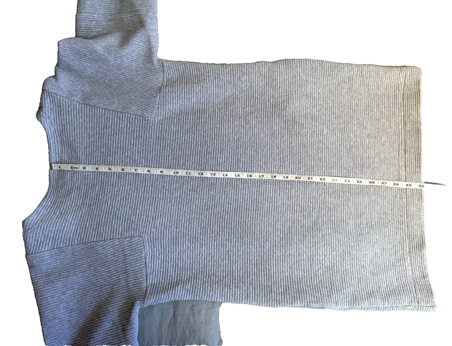 Banana Republic S Ribbed Dress Sweater Gray Short Sleeve Pullover Pocket Stretch