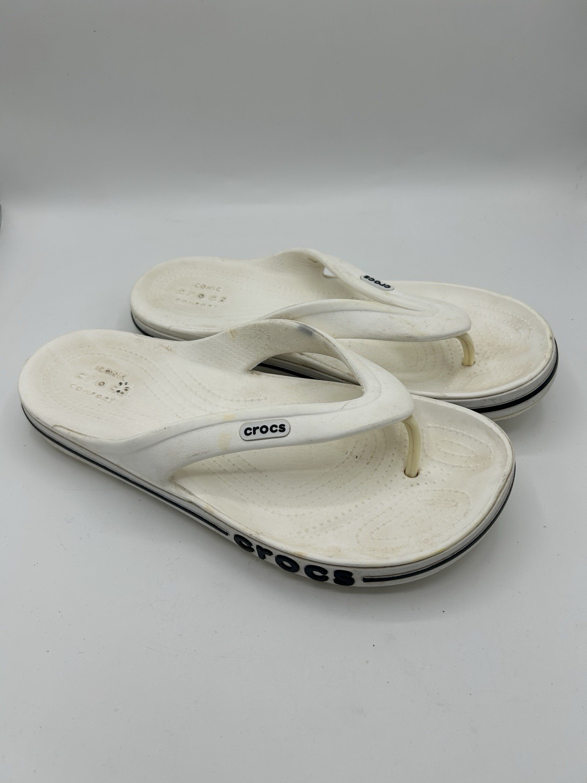 Crocs Men and Women’s Bayaband Flip Cantaloupe Navy Pepper Black White Size 9
